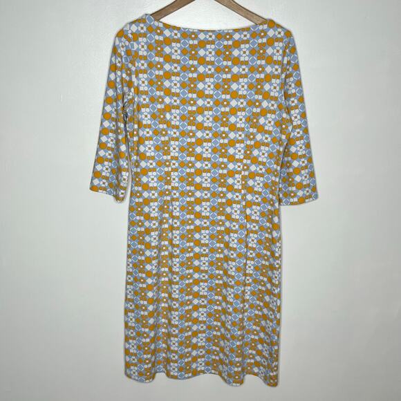 J. McLaughlin Catalina Cloth Dress Womens Medium Blue Orange Geo Floral Stretch - Picture 7 of 9